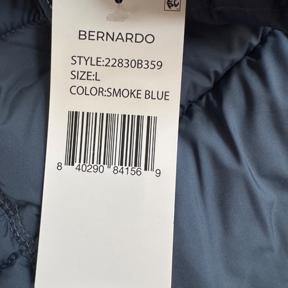 BERNARDO EcoPlume Hooded Walker Double Zip Bib Coat Jacket Smoke Blue Large - Picture 10 of 10